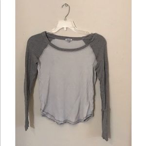 Gray and white long sleeve thermal